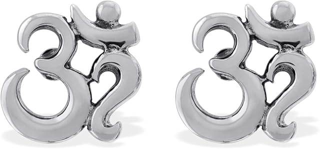 Boma Jewelry Sterling Silver Om Spiritual Symbol Stud Earrings