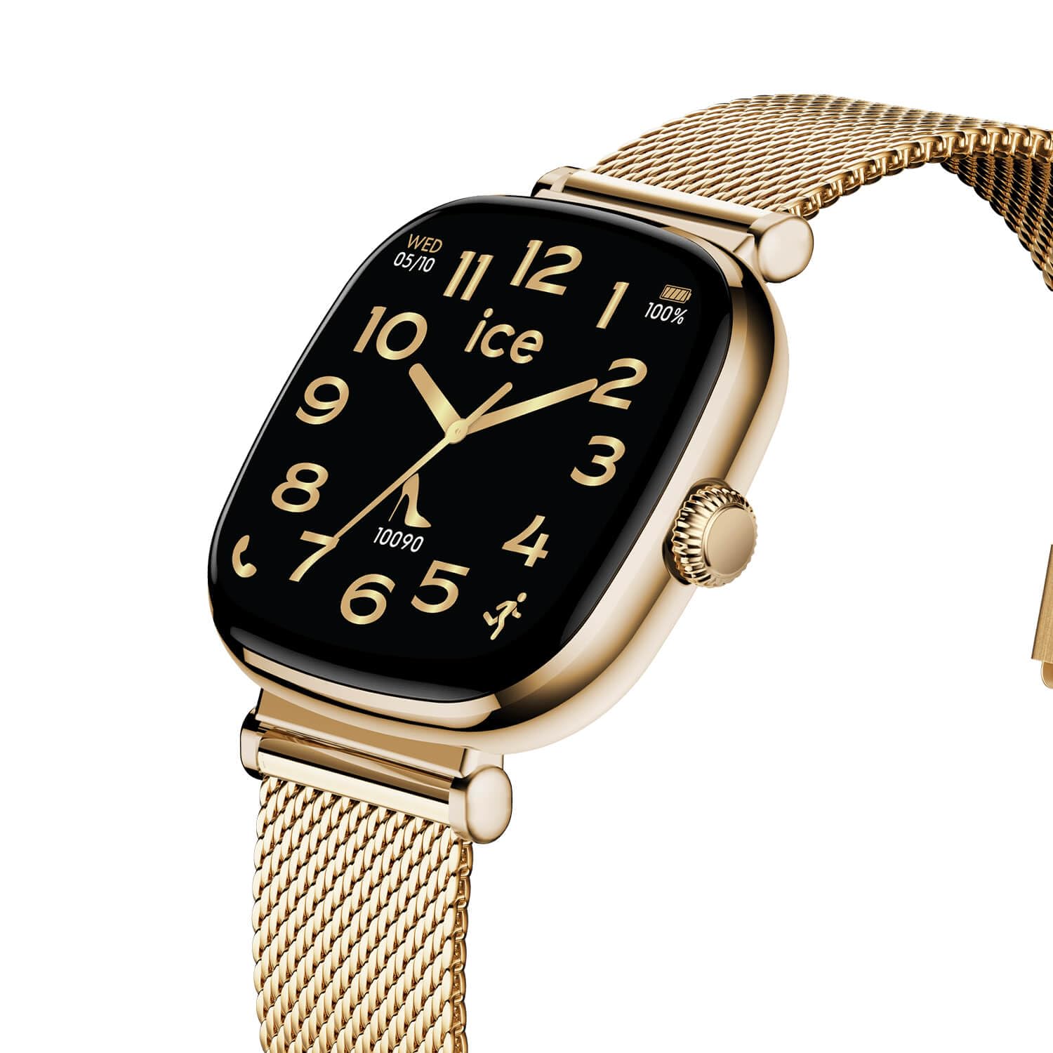Ice-Watch – ICE smart 2.0 Gold Milanese – kwadratowy zegarek smartwatch dla kobiet w kolorze złotym z bransoletką ze stali nierdzewnej – 025234 (1,70 cala)