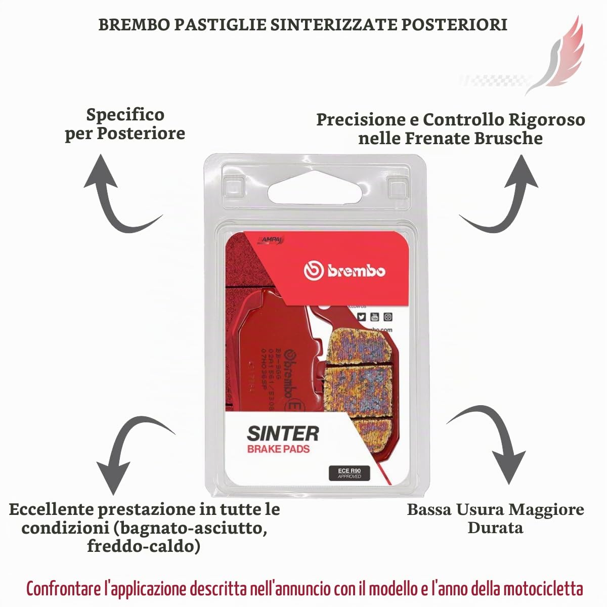 Brembo, set di pastiglie freno, set di cuscinetti freno, set di freni 07HO36SP