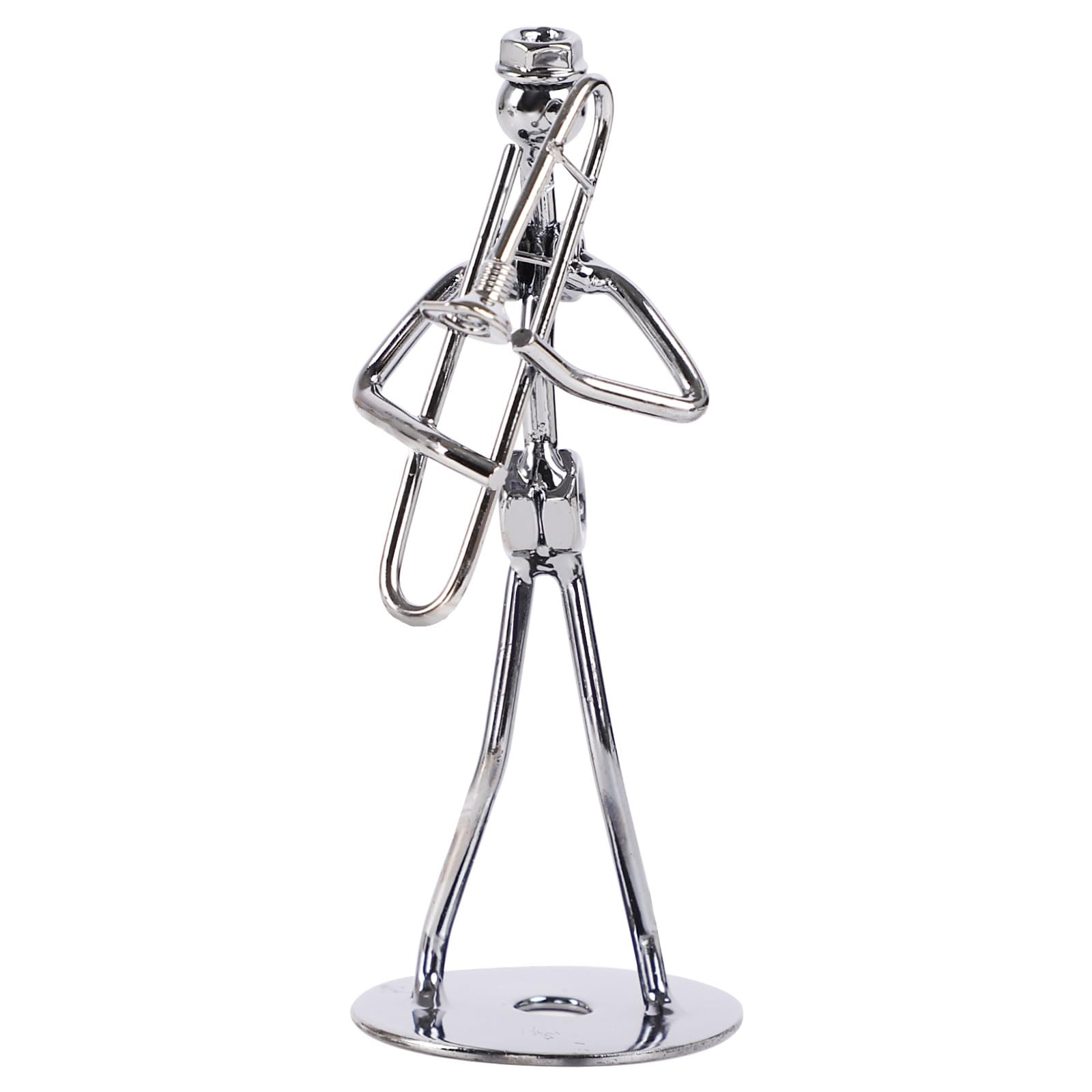 Small Iron Sculpture,Metal Musician Player,Art Figurine Decorations,Musical Man Statue Gift,Display for Home Office Desk (Trombone)