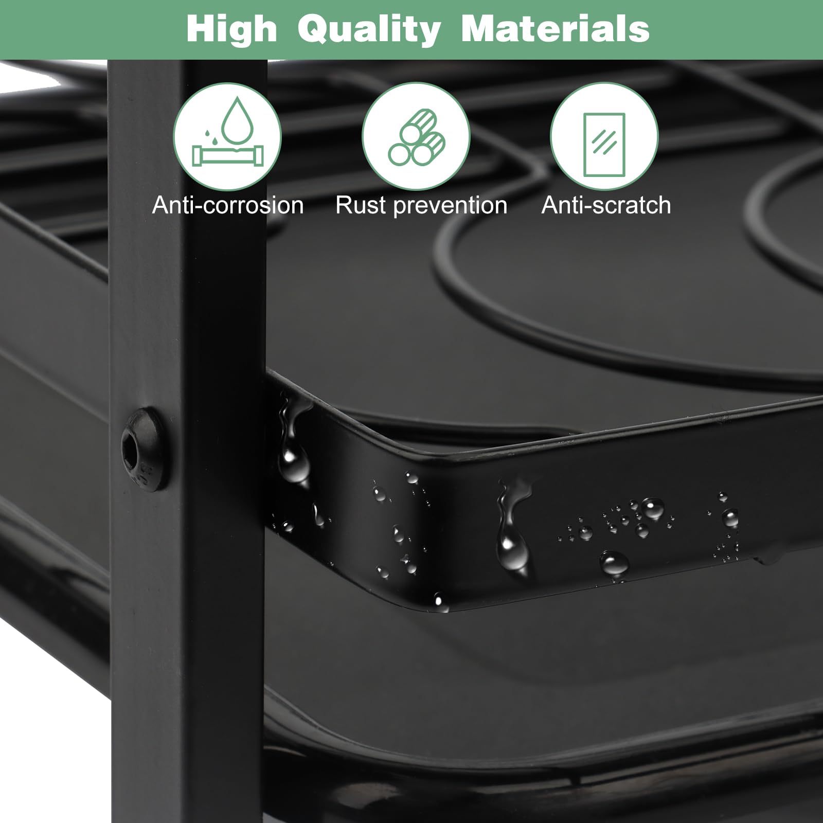 MXTIMWAN Escurridor de Platos, Escurreplatos Acero Inoxidable Cocina, Escurre Platos Armarios, 2 Niveles Escurridor Fregadero de Platos con Soporte para Tabla de Cortar et Bandejas de Goteo, Negro