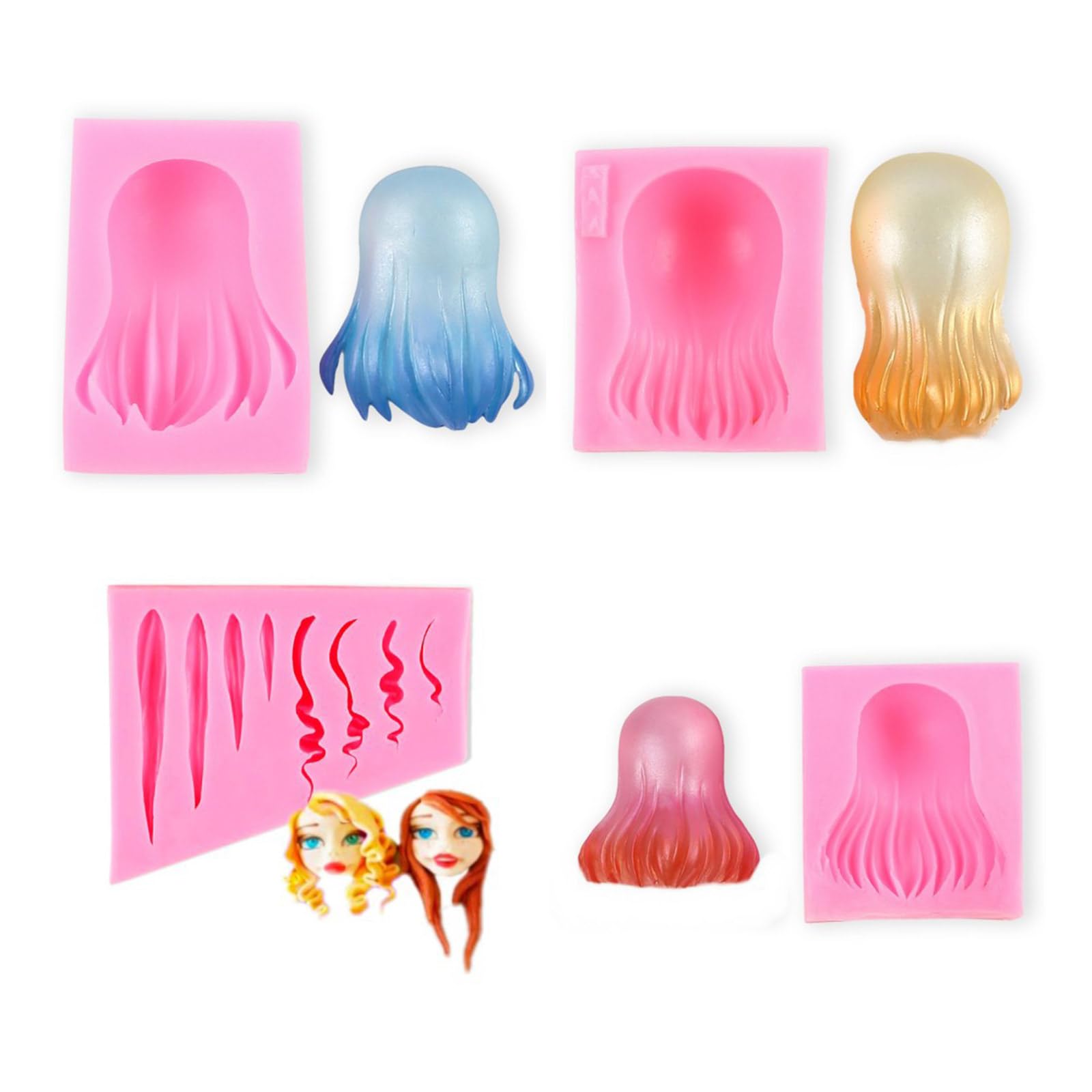 Nucelit Epoxy Resin Molds Silicone Molds Dolls Hair Shaped Resin Mold Silicone Perfect for Artistic Creation Clay