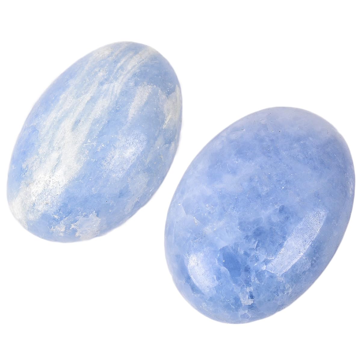 JIC Gem 2 Pcs Polished Blue Celestite Palm Stones Pocket Worry Stones Crystal Healing Irregular Gemstone Chakra Reiki 2.5 Inch