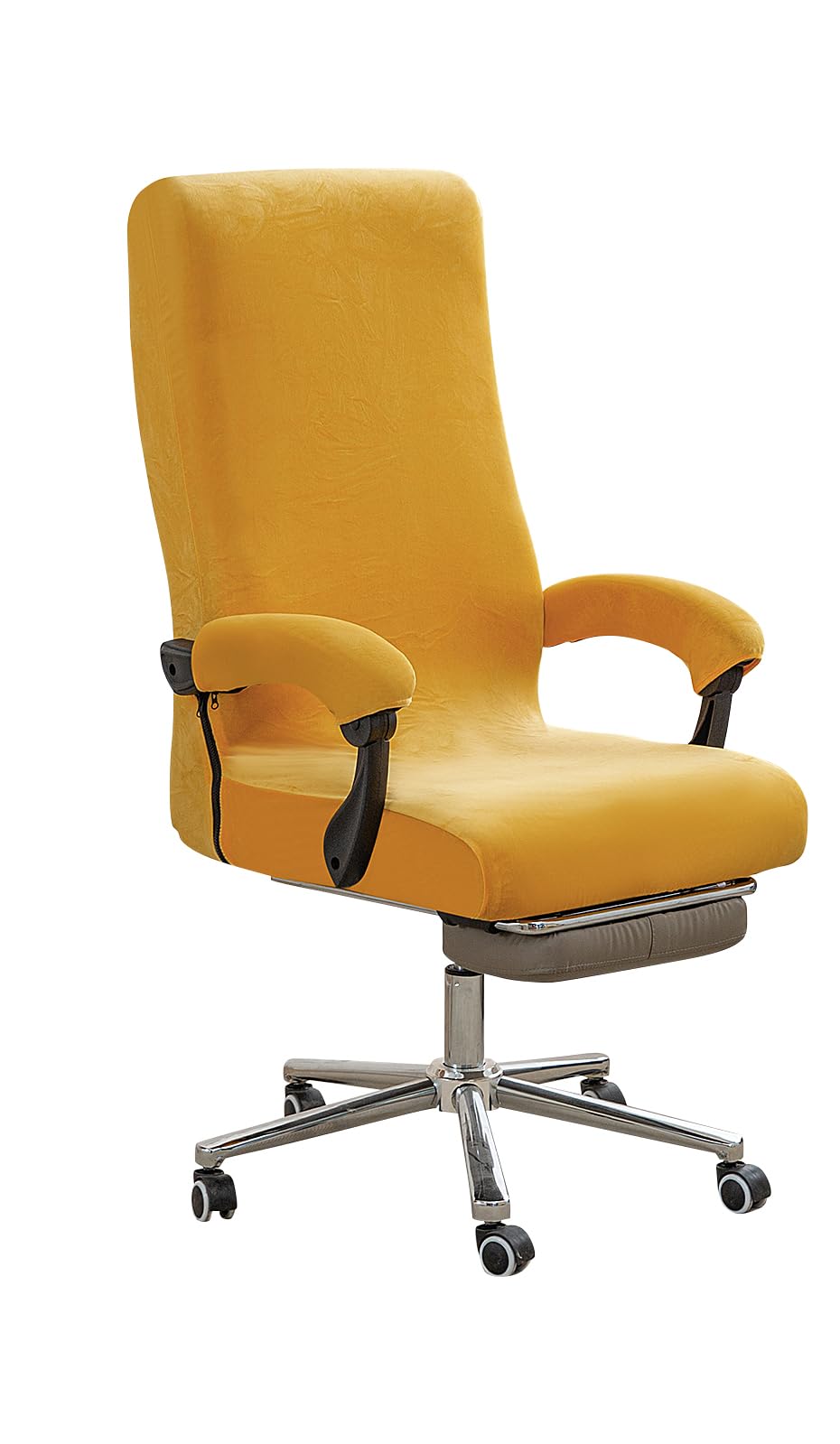 Office Chair Cover with Armrest Covers, High Resilience Velvet Fabric, Universal Fit 22-25 inch Back (Orange)