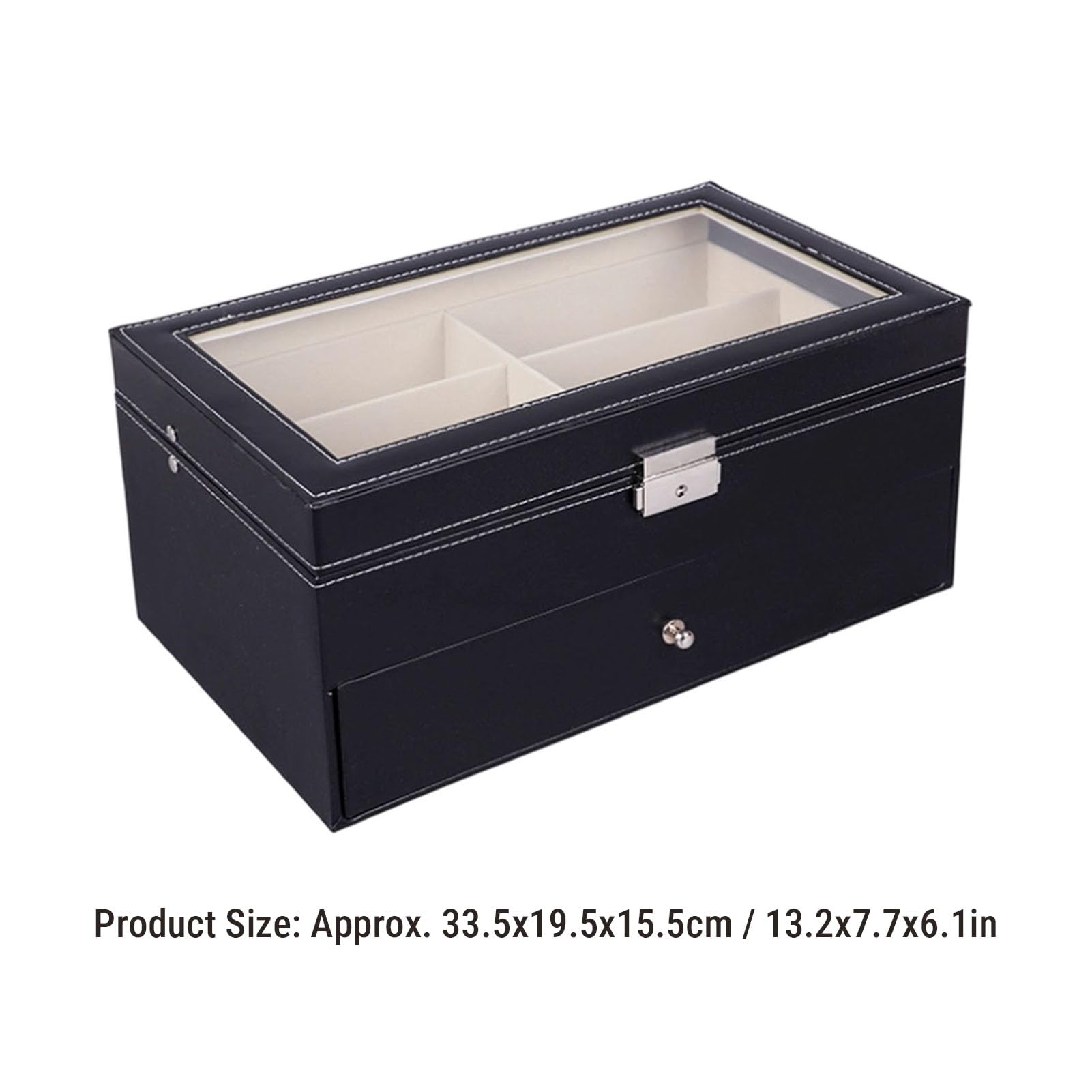 Sonnenbrillen-Vitrine aus PU-Leder, Eleganter Verschließbarer Organizer für Brillen- und Schmuckaufbewahrung mit 12 Fächern