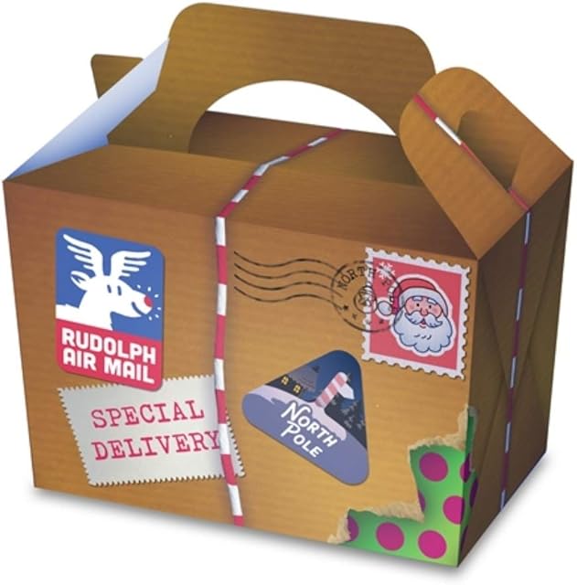 Playwrite 10 x Special Delivery Christmas Treat Boxes Present Boxes DIY Party Favor Gift Boxes for Xmas Cupcake Sweets Kids Party Favor Bag