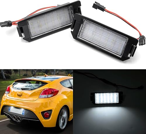 Miniatura 6 de NSLUMO Reemplazo de montaje de luz de matrícula LED para Ki'a Soul Rio 2010-2019 xenón blanco LED luz de matrícula para Hyun'dai Veloster 2012-2018