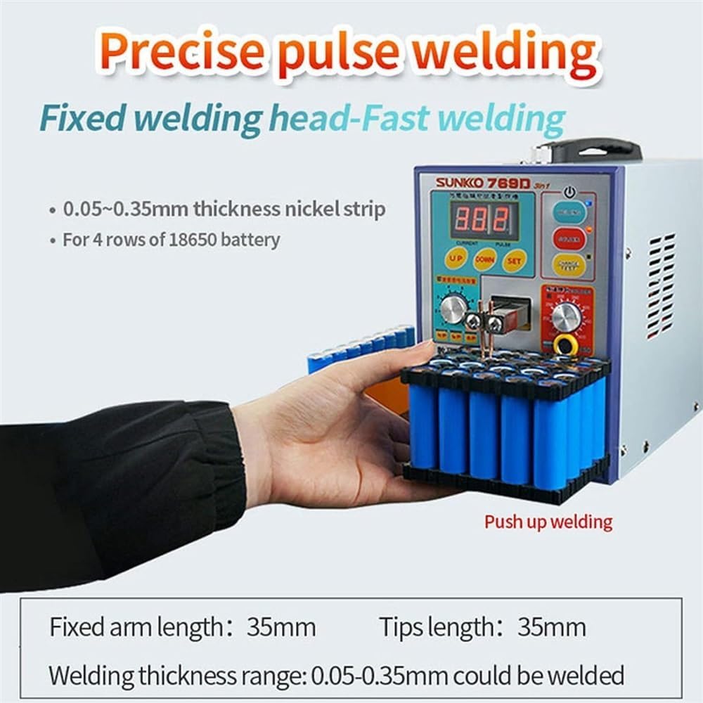 Battery Spot Welder with Complete Accessory Set, Foot Pedal Control Portable Welding Machine 18650 Lithium Battery Assembly-Soldering-Battery-Charging Test All-in-One Device
