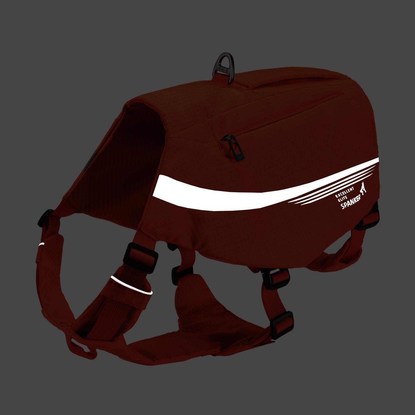EXCELLENT ELITE SPANKER Sac à Dos réfléchissant en Forme de Y pour Chien avec Poches pour Les poignées Anneaux en D sans Traction Équipement de randonnée léger pour Chiens Chasse Voyage(ORG)