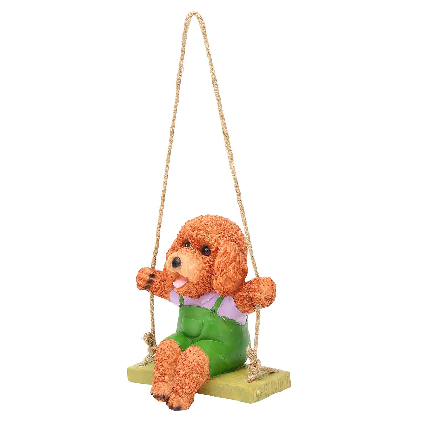 Balançoire en résine Cocoarm avec chien en peluche suspendu de 15,5 cm pour déco extérieure