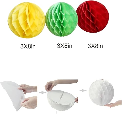 Miniatura 10 de Daily Mall 10 bolas de panal de 8 pulgadas y 10 pulgadas, pompones para fiesta, papel de seda, bolas de cumpleaños, decoración de bodas, compañeros