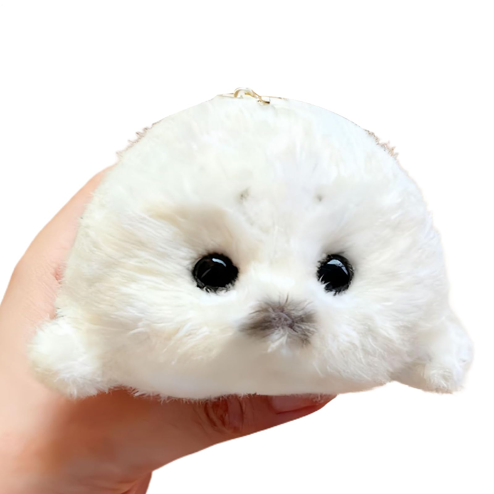 2Pcs Cute Mini Seal Plush Toy - 12cm Realistic Stuffed Toy, White Mini Seal Stuffed Animal With Chain, Soft Collectible Doll Design, Adorable Plush Keychain, For Boys Girls Youth Teens Son Daughter