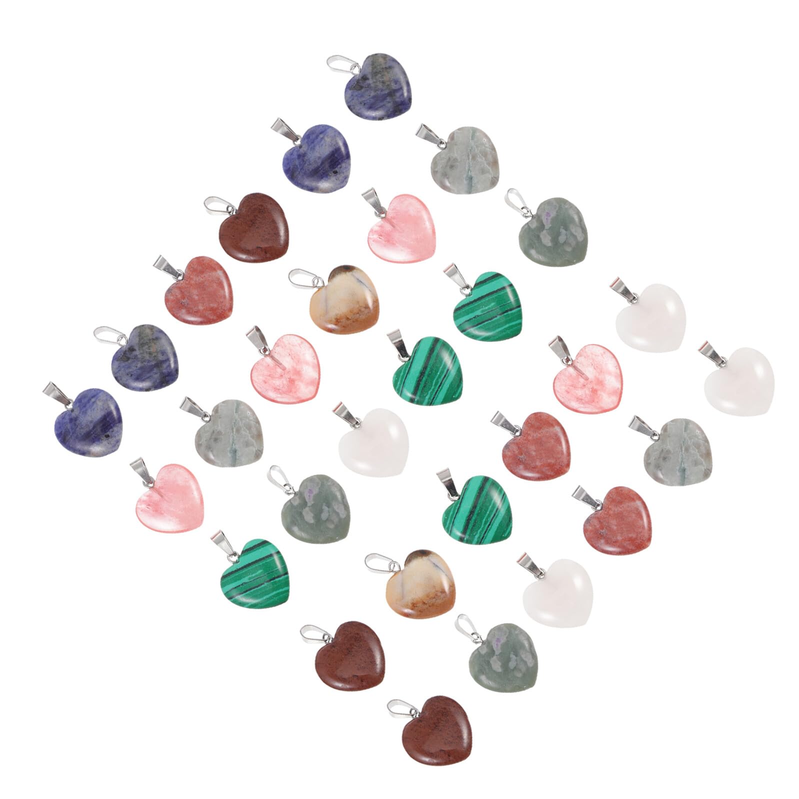 Pendentifs cœur en pierres pour bijoux DIY : lot de 40 - 8