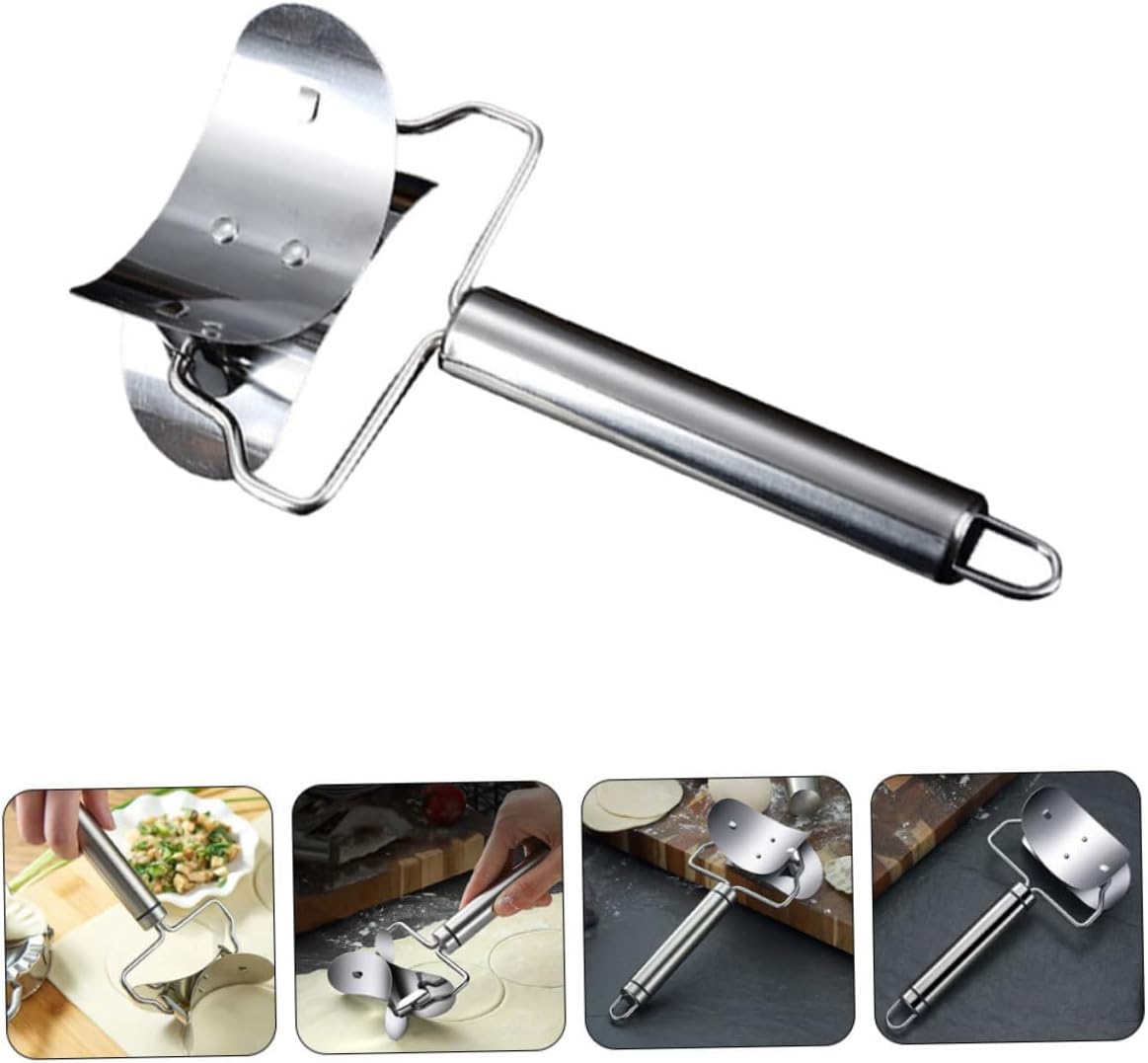 STOBAZA 3pcs Stainless Steel Dumpling Wrapper Cutter Ergonomic Rolling Tool for Wontons and Dumplings Kitchen Accessory for Home Cooking and Restaurant Use