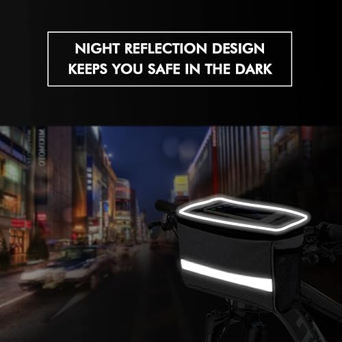 Miniatura 6 de Bolso para manubrio de bicicleta, con bolsillo de malla, aislamiento frío y caliente, correa reflectante, bolsa transparente táctil para teléfono,