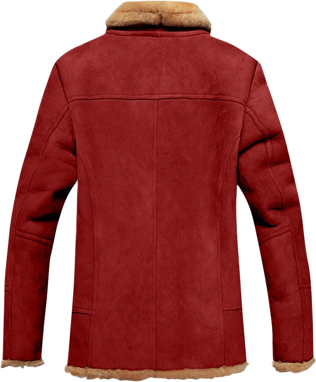 Ymosrh Men's Long Trench Coat Sherpa Fleece Lined Pea Coat Winter Warm Jacket Coat, M-3XL