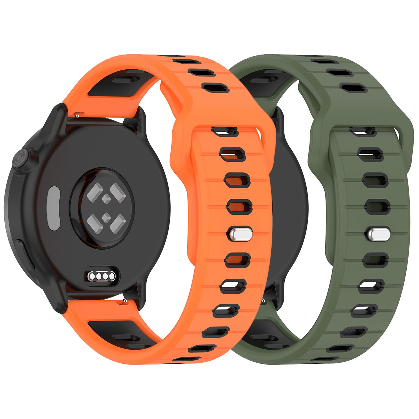 Silicone Strap for Kospet Tank T4/T4C/T3/T3 Ultra/T3 Ultra 2/T2 Watch Band, 22mm Bracelets Watch Band for Kospet Tank M4/M4C/M3/M3 Ultra/M2 Smartwatch Accessories (Orange+Green)