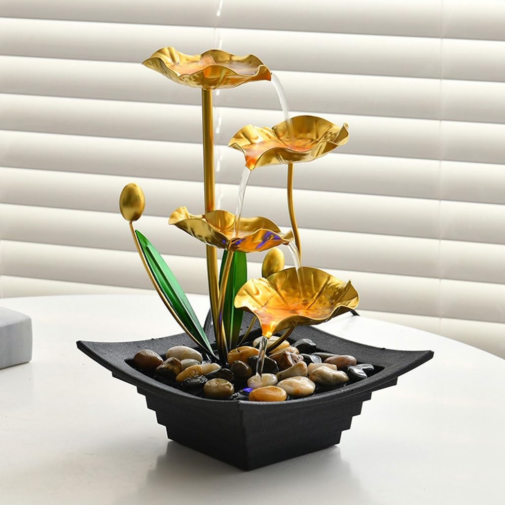 Tabletop Waterfall Iron Flowing Water Ornaments, Home Desktop Fountain Landscape, Living Room Small Decorative Ornaments Tabletop Water Fountain