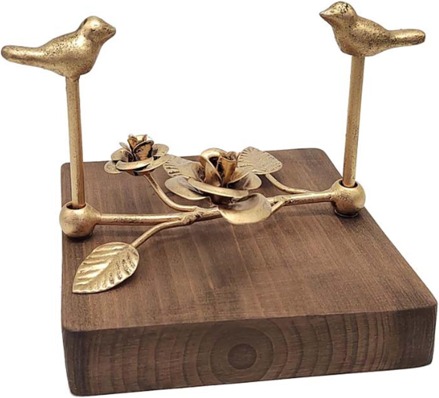 Vintage Square Rose Press Design Paper Towel Holder Wooden and Wrought Iron Home Tabletop Napkin Storage