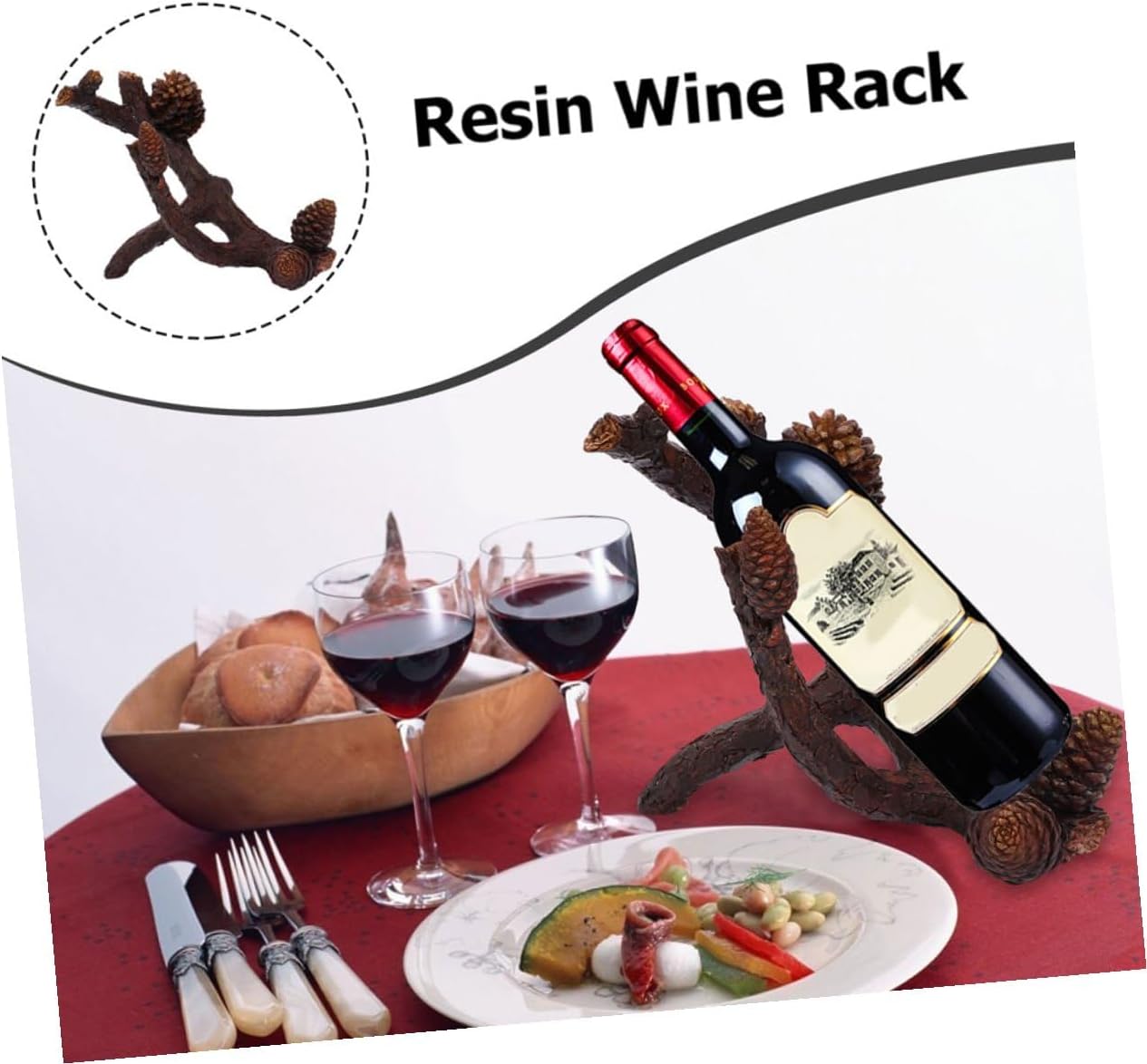 Luxshiny Creative Pine Bough Resin Wine Bottle Rack Single Bottle Tabletop Holder Home Decoration for Living Room Wine Cabinet Display