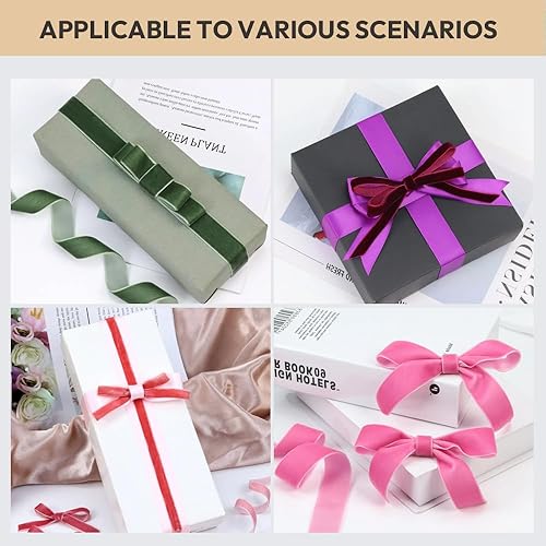 Miniatura 3 de Cinta de terciopelo marrón de 38 pulgadas de ancho, 25 yardas, ribete de terciopelo de una sola cara en el carrete para manualidades, envoltura de