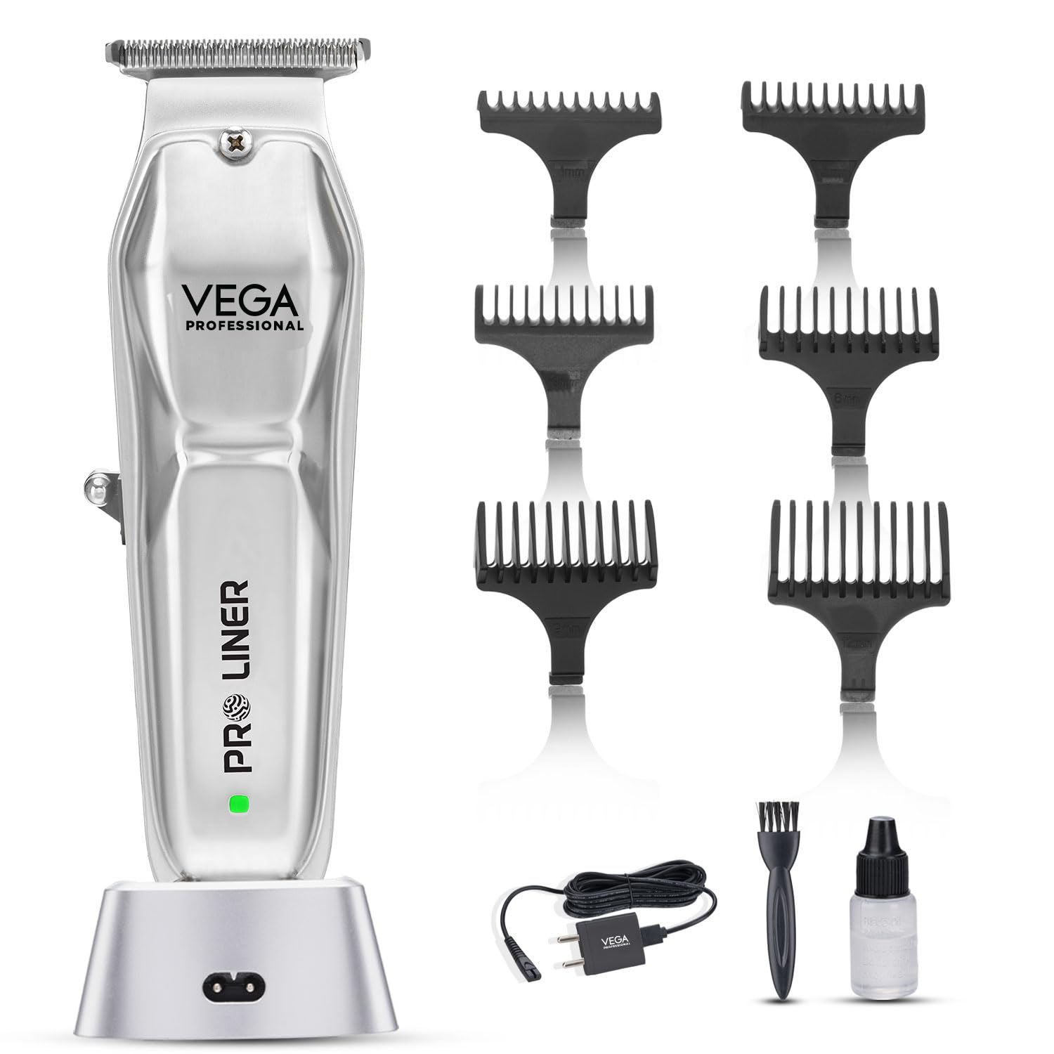 VEGA PROFESSIONAL Men Pro Liner Battery Powered Hair Trimmer Salon And Home Use With Stainless Steel Blades, 240 Mins Runtime, And Charging Dock, Silver (Vppht-03)-image-34