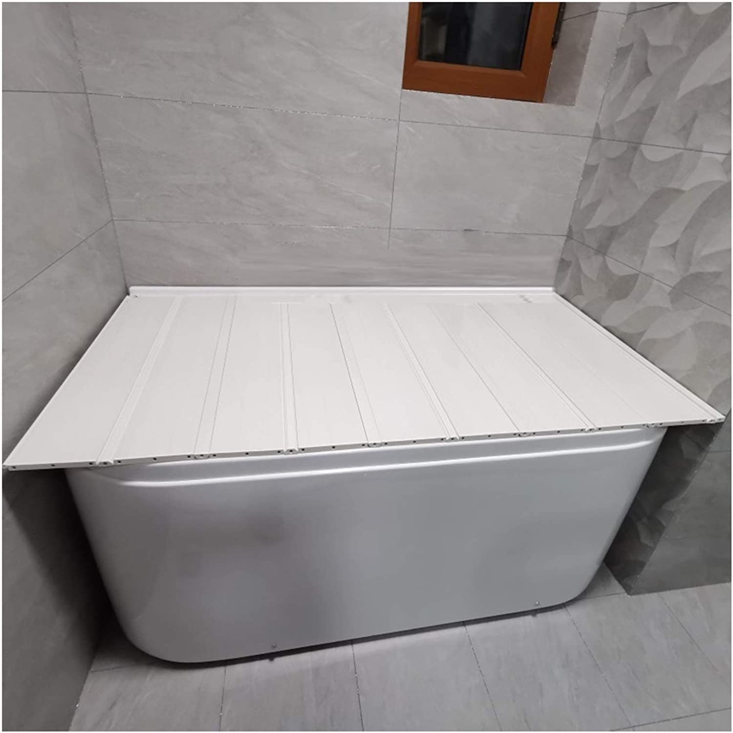 Couvercle d'isolation de baignoire JATIBOSH blanc pliable en PVC