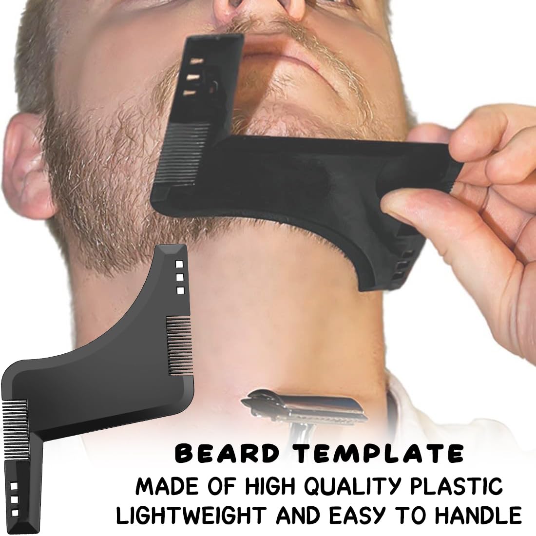 Traceur / Gabarit Pour Contour De Barbe - Peigne Pochoir Pour Tracer Une Barbe Nette Et Symétrique - Neuf