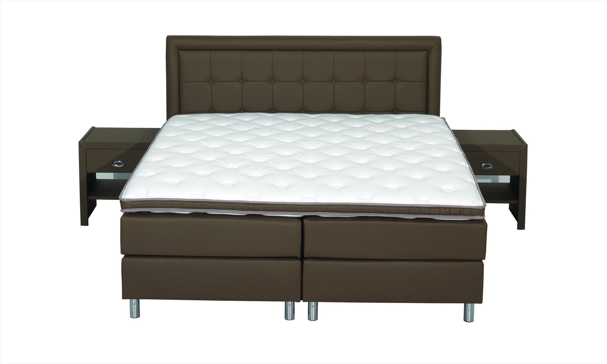 Letto a molle con testiera e materasso a molle insacchettate a 7 zone, 200 x 220 cm, colore: Beige/Cromo
