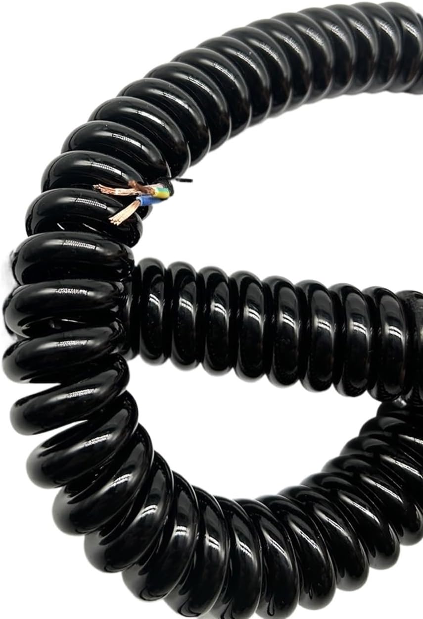 Extensible Wire Retractable Coil Coiled Cable 18AWG 2 Core Power Spiral Cord Cable Multi-core Spring Truck Retractable Cord Spring Wire Retractable Coil(Stretch 2 Meter)