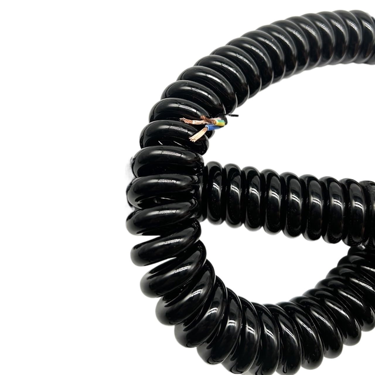 Przewód elektryczny, 18AWG 2-żyłowy spiralny przewód zasilający Wielożyłowy sprężynowy wózek widłowy zwijany spiralny przedłużacz(Stretch 2 Meter)