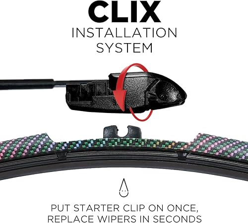 Miniatura 3 de Clix Wipers - Limpiaparabrisas automotriz de fibra de carbono, diseño cibernético - Limpiaparabrisas de repuesto universal con clip - Para todo tipo