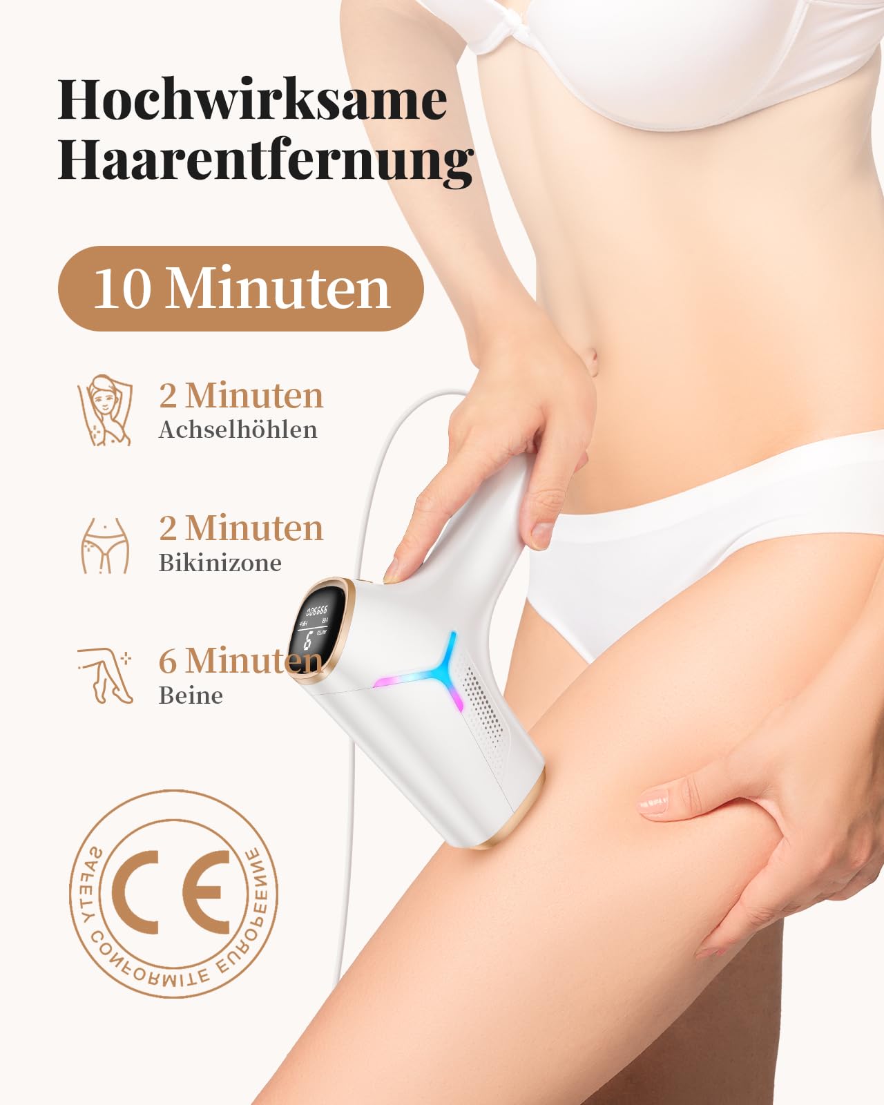 Haarlosy IPL Geräte Haarentfernung Laser für Frauen und Männer mit langanhaltenden Ergebnissen in Salonqualität für zu Hause, schmerzfreies IPL Haarentfernungsgerät für Gesicht, Bikinizone, Körper