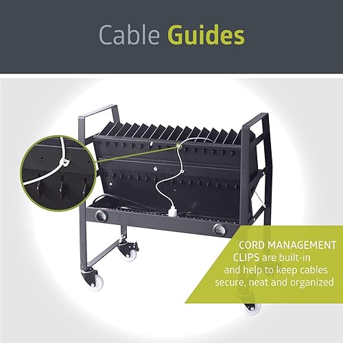 Miniatura 5 de Pearington -PEAR-91361,Carrito de carga abierto móvil de 16 dispositivos para iPad, Chromebooks y computadoras portátiles, compatible con cualquier