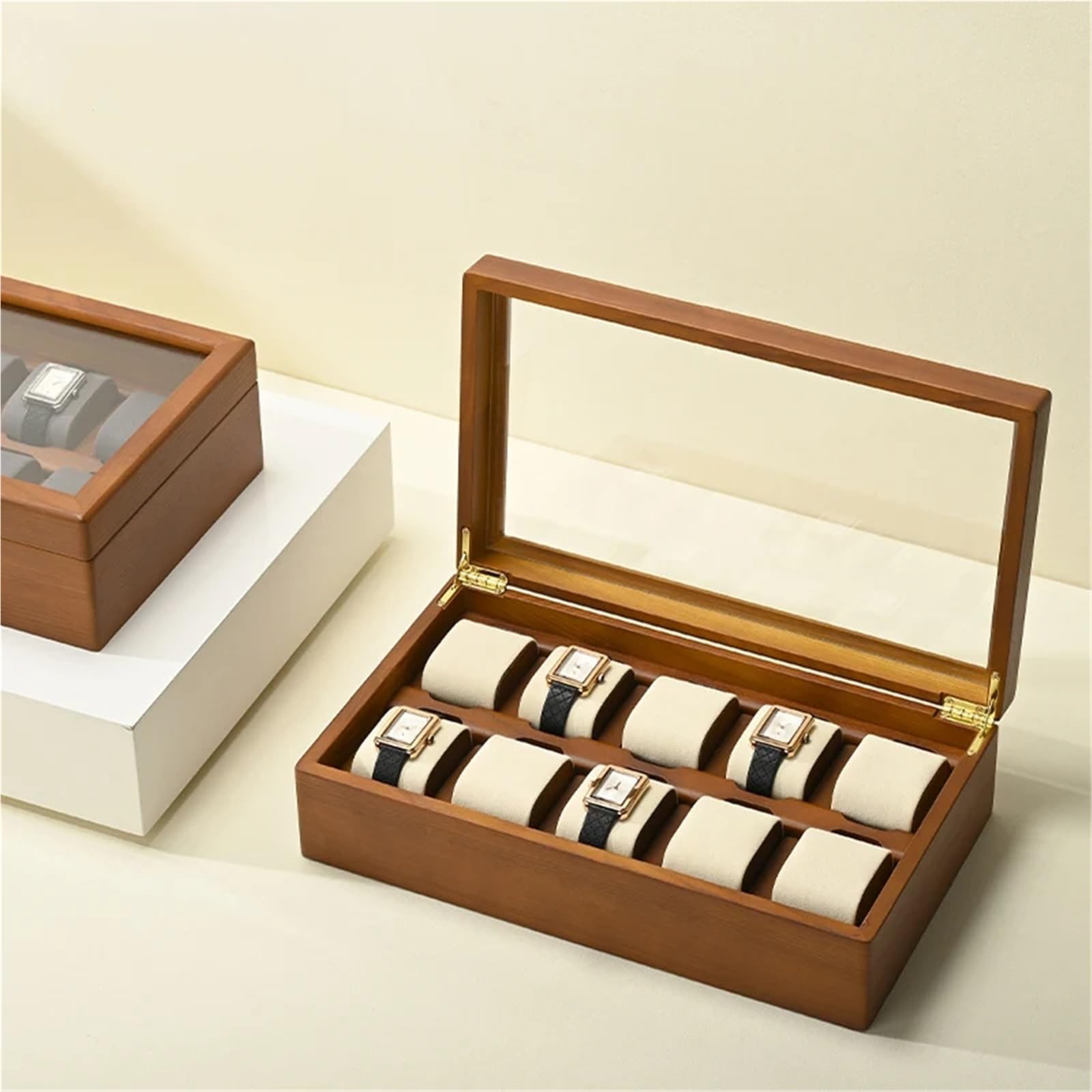 Portaorologi in Legno Massello Organizzatore di gioielli in legno con scatola for orologi a 10 scomparti
