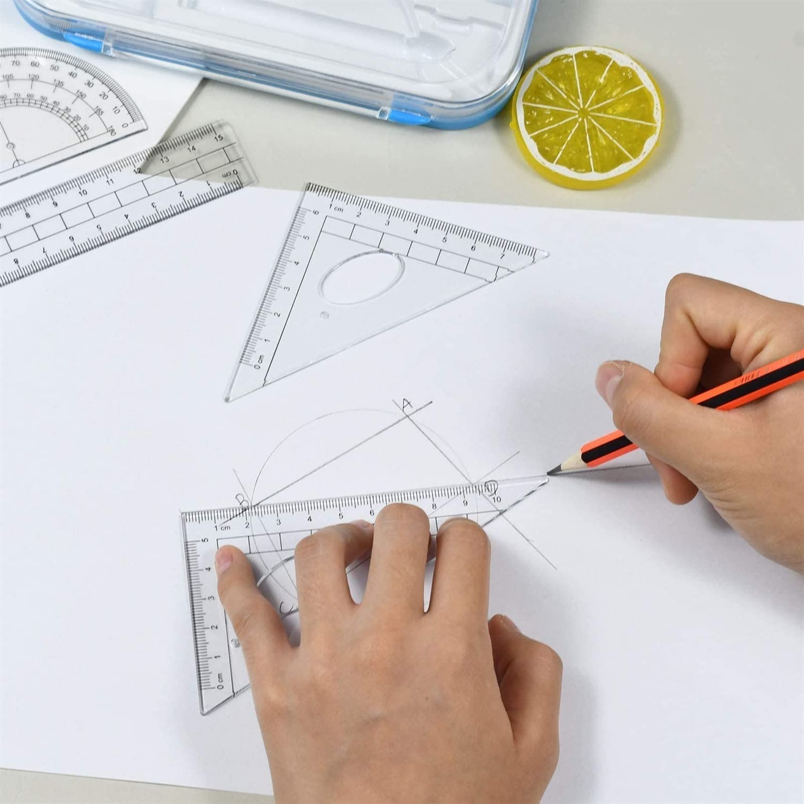 Zirkel-Set, Geometrie- und Mathematik-Werkzeuge, 10-teiliges Zirkel-Set, Bleistift-Radiergummi, Quadrat, Dreieck, Lineal, Bleistift-Aufbewahrungsbox, geeignet für Schule, Zuhause, Schreibtisch, Zirke