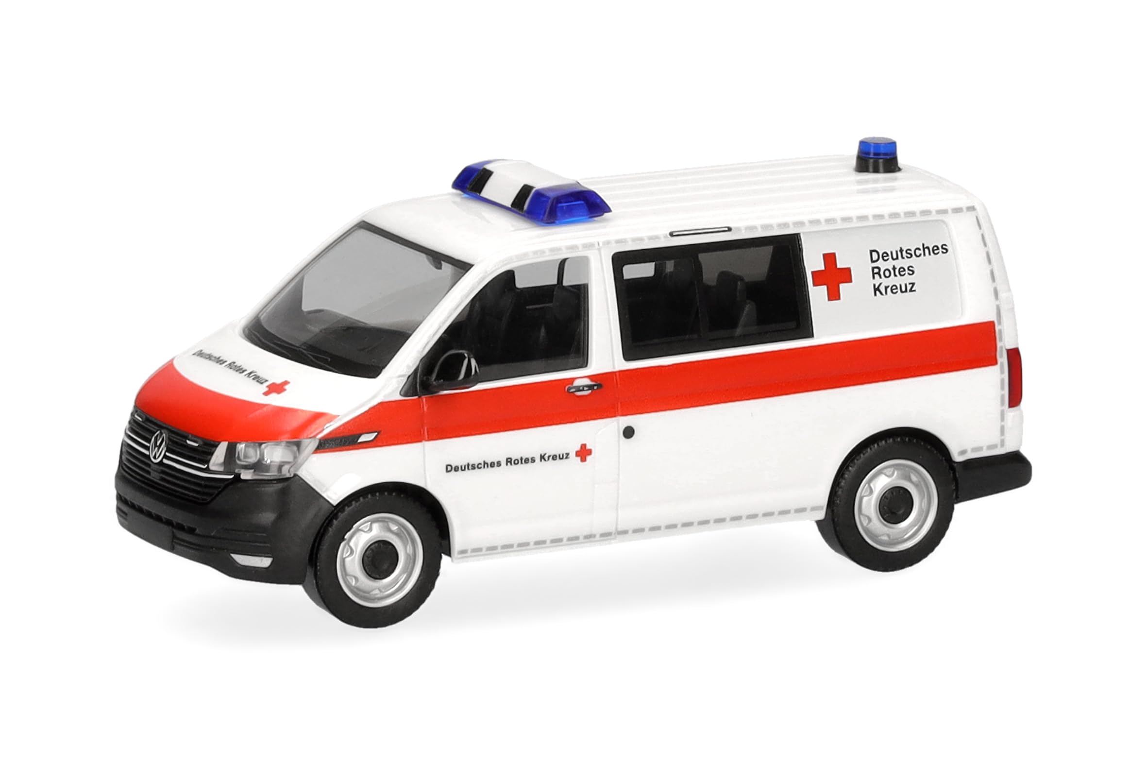Herpa car model VW T6.1 half bus "DRK", on a scale of 1:87, plastic miniature, made in Germany, model building, collectors edition