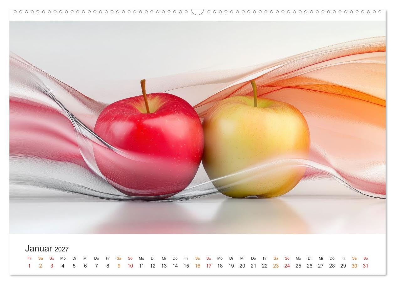 CALVENDO - Gartenkalender - Symphonie aus Obst und Fantasie (hochwertiger Premium Wandkalender 2027 DIN A2 quer), Kunstdruck in Hochglanz: Obst und Kunst - ein Spiel aus Farben, Licht und Formen.