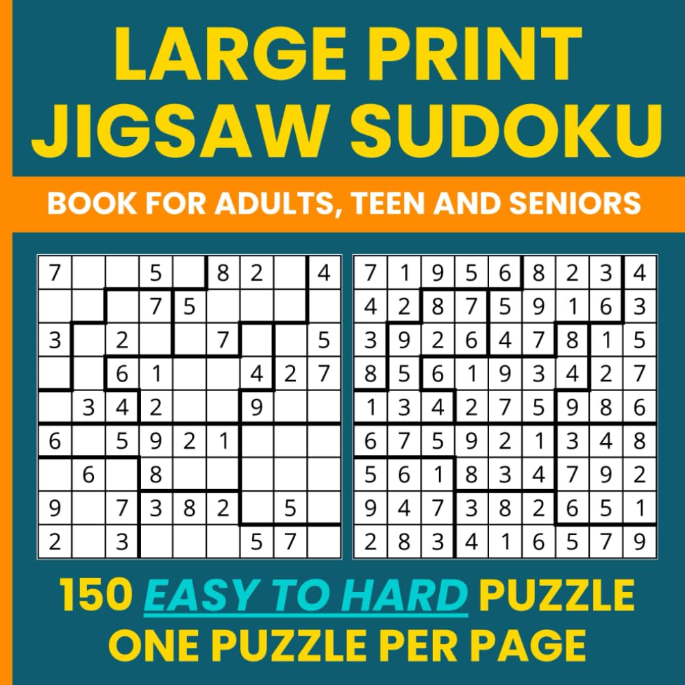 jigsaw sudoku puzzle books - 150 Large Print Irregular Sudoku for Adults (Easy to Hard Levels): Irregular & Geometry Sudoku – Big Font, One Puzzle Per Page
