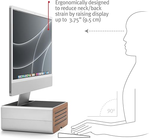 Miniatura 6 de Twelve South HiRise Pro - Soporte ajustable para monitor con almacenamiento, elevador ajustable para monitor, soporte de pantalla de computadora de