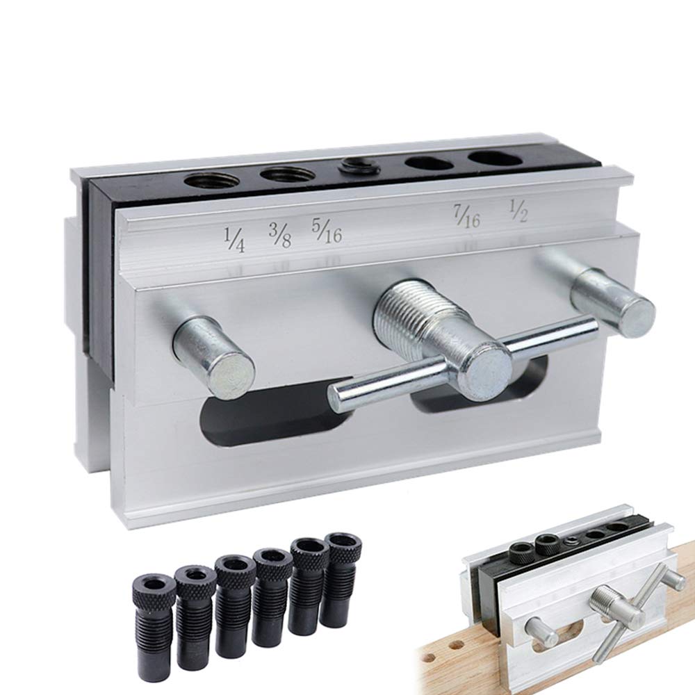 LILIMENGWoodworking Self-Centering Doweling Jig Kit Drill Guide Set With 1/4 3/8 5/16 Drill Bushings Hole Jig Puncher Tools