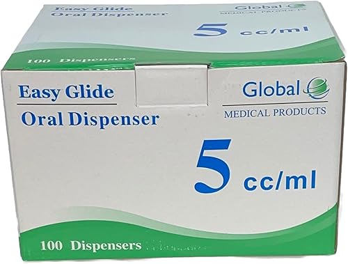 Easy Glide Jeringa oral de 0.2fl oz, estéril, tapas incluidas, ideal para medicina oral y cuidado en el hogar, 100 unidades