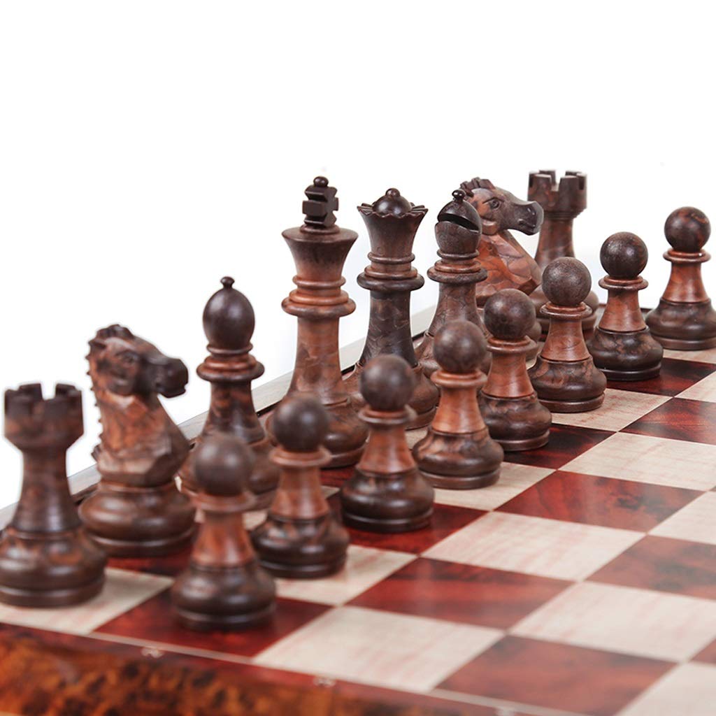 Gioco da Tavolo con venature del Legno Imitazione, strategia Deluxe, Set Viaggio, for Principianti, Bambini Adulti
