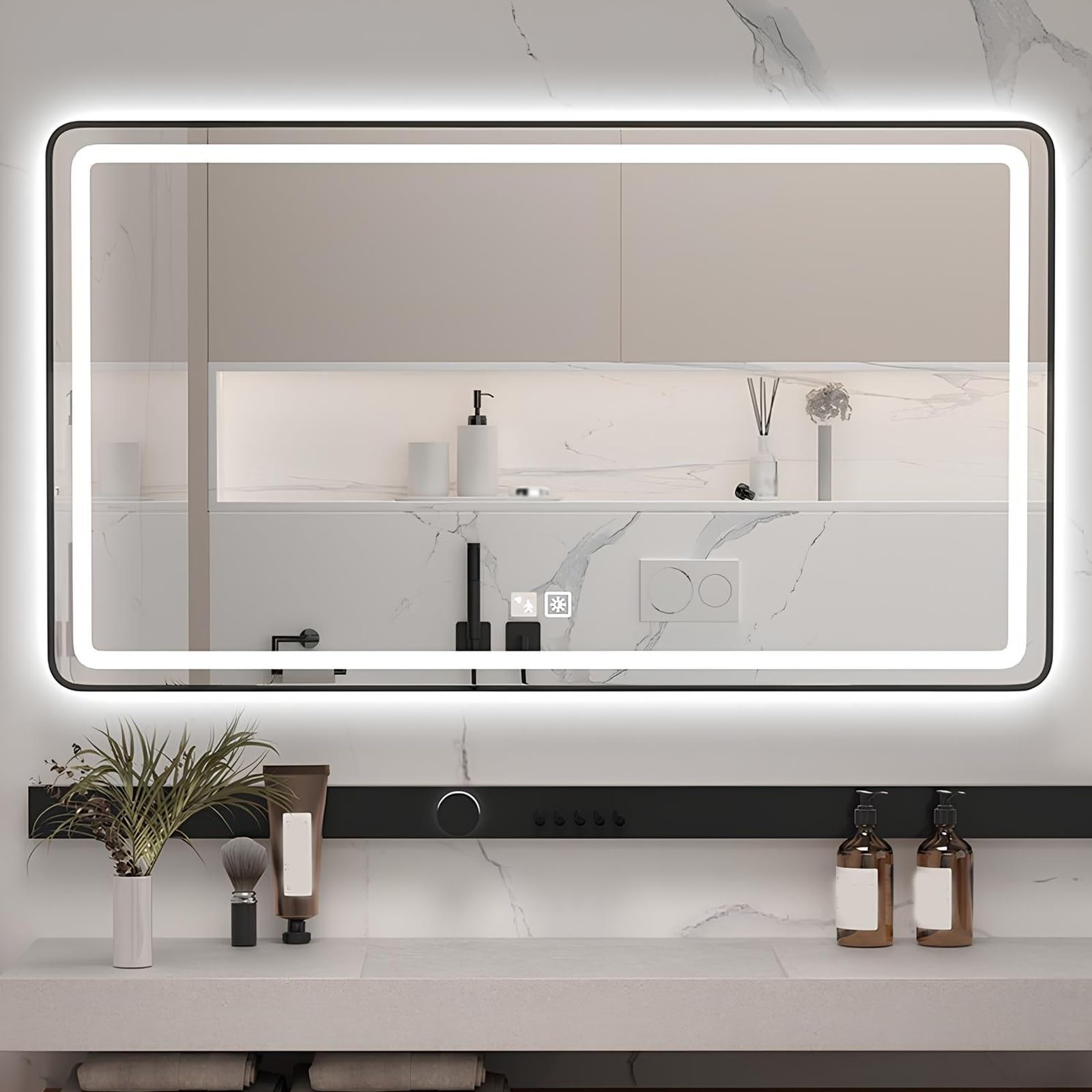 Espejo de baño LED antivaho horizontal: adiós al cristal empañado tras la ducha