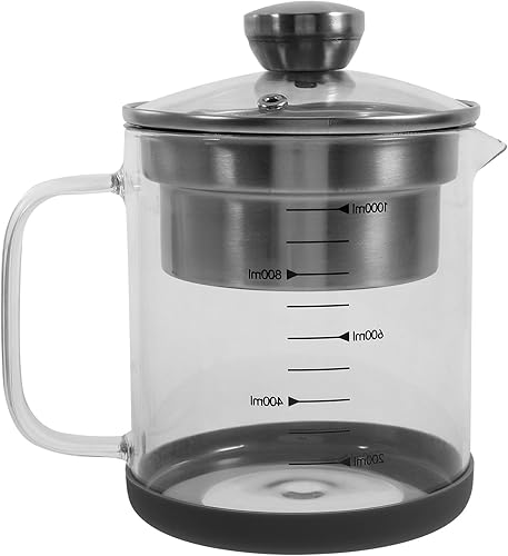 Miniatura 9 de Yardwe Colador de yogur con tapa, 33.8 fl oz, filtro de leche de nuez transparente con escala, jarra de vidrio para bebidas de jugo de leche fría o