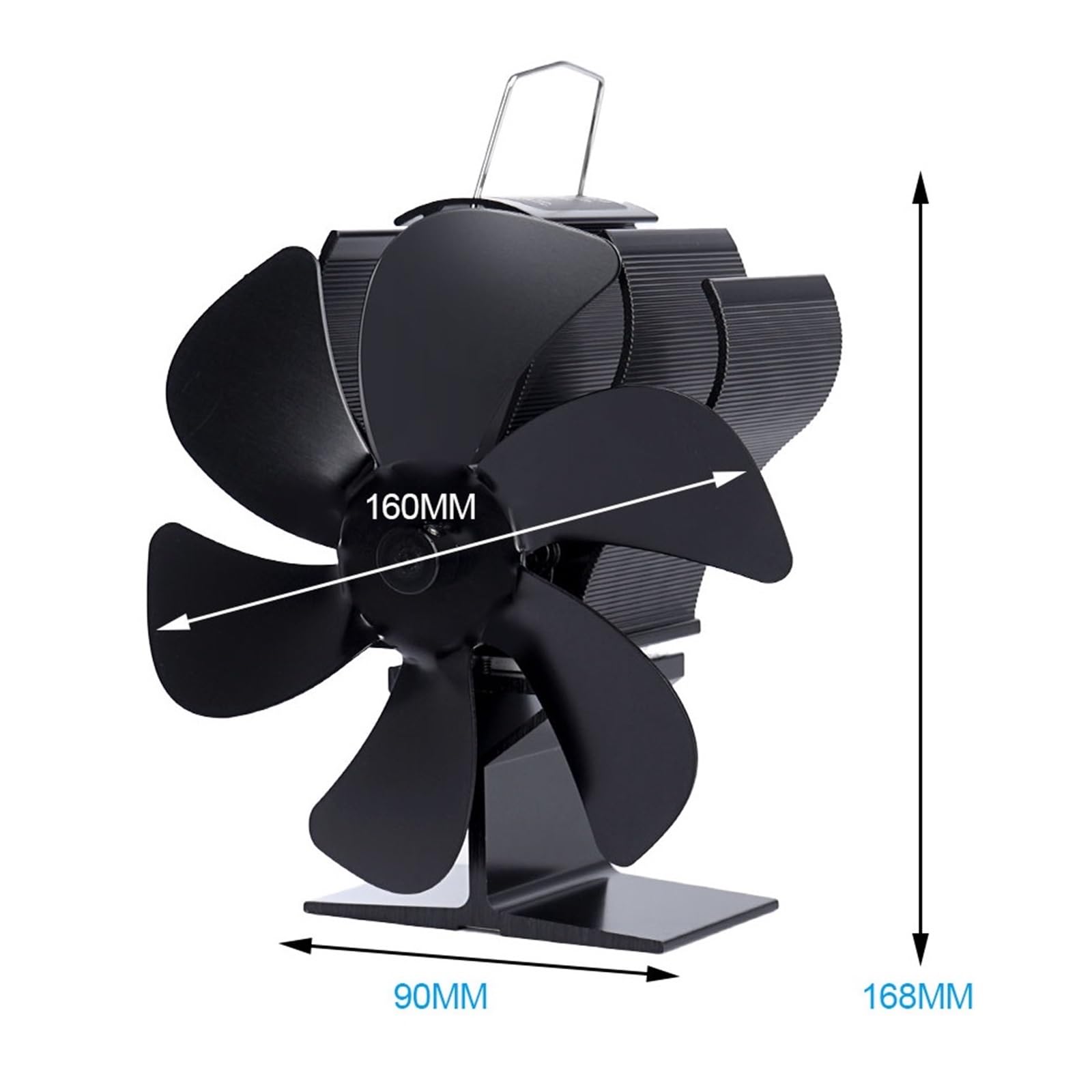Ventilador Estufa Leña Ventilador For Hogar Negro Con 6 Aspas, Estufa De Calor, No Requiere Batería Ni Electricidad, Quemador Leña, Ecológico Silencioso(Set 1)