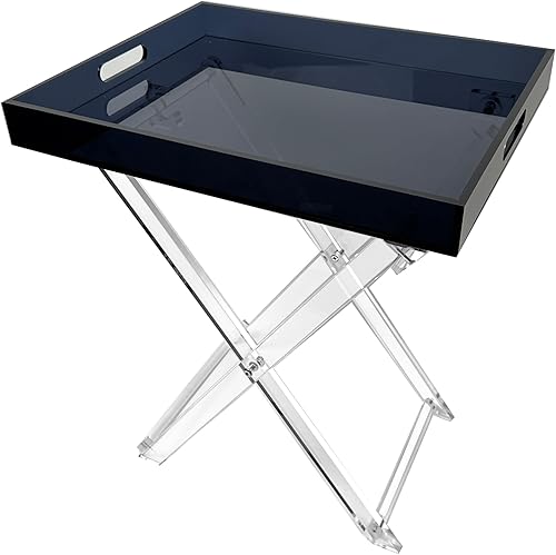 Designstyles Mesa plegable de acrílico - Escritorio moderno y elegante - Mesa de servicio de cocina y bar - Elegante diseño transparente (ahumado y