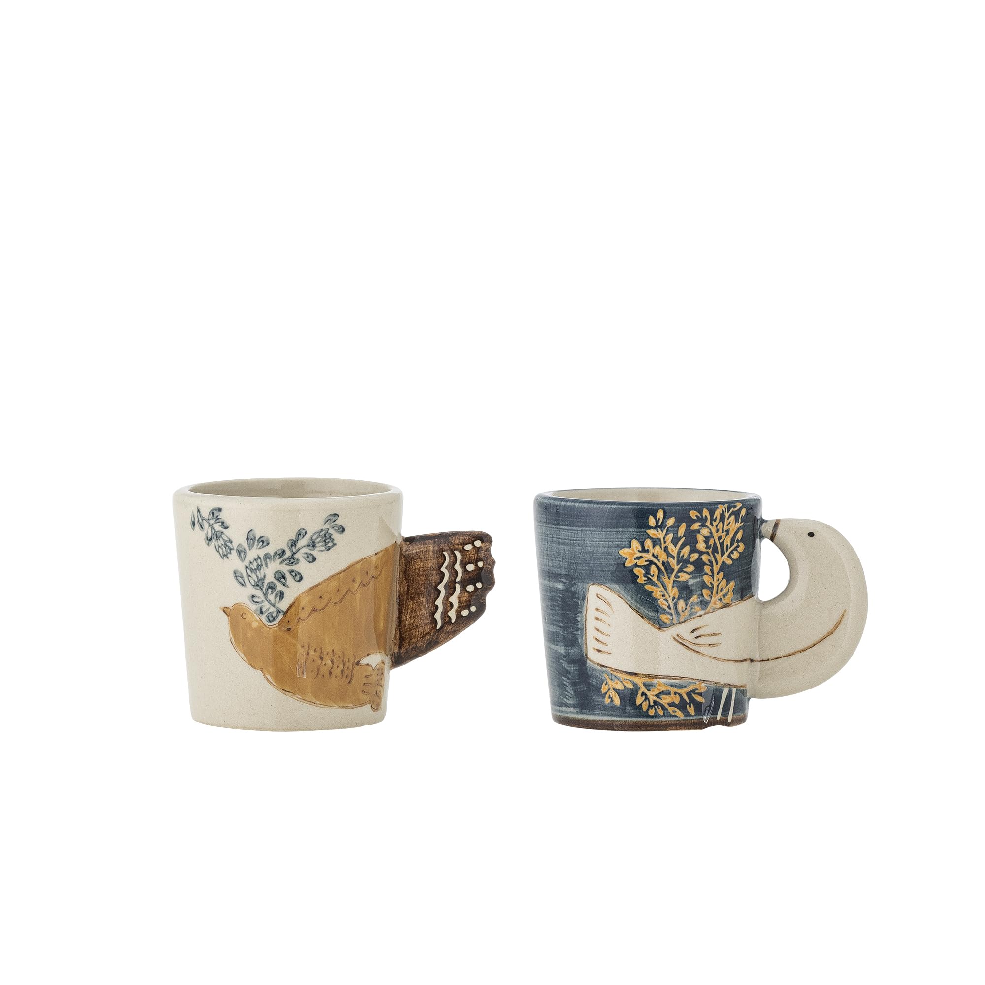 Bloomingville Hezha Lot de 2 tasses à expresso en grès Bleu 5 x 5 cm 55 ml