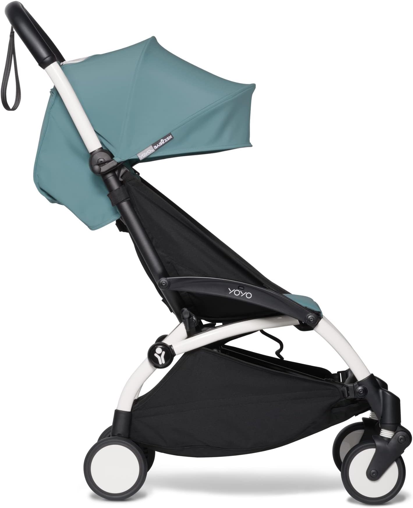 BABYZEN YOYO2 Stroller - Lightweight & Compact - Includes White Frame, Aqua Seat Cushion + Matching Canopy - Suitable for Children Up to 48.5 Lbs