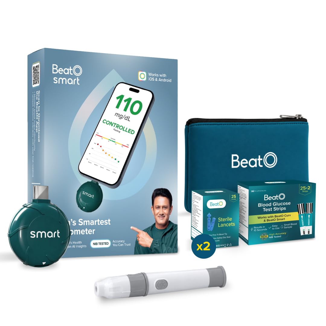 BeatO Smart AI-Powered Glucometer for iOS & Android | USB-C compatible with 50 Strips & 50 Lancets | CDSCO Approved Lab-Grade Accuracy | ISO Certified | Auto-Sync & Health Insight-image-32